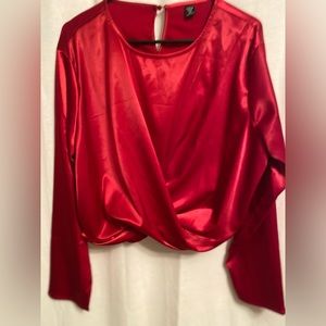 Red satin mid crop